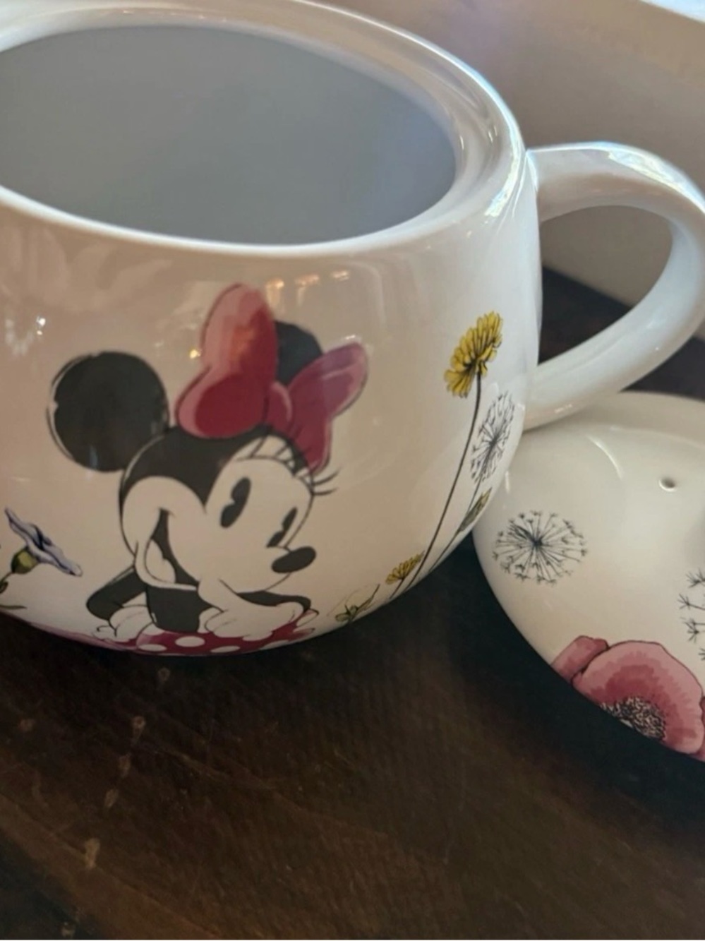 Disney Minnie Mouse Ceramic Teapot with Pink Bow and Floral Accents Paris Disney